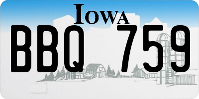 IA license plate BBQ759