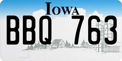 IA license plate BBQ763