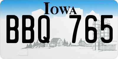 IA license plate BBQ765