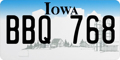 IA license plate BBQ768