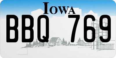 IA license plate BBQ769