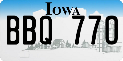 IA license plate BBQ770
