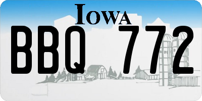 IA license plate BBQ772