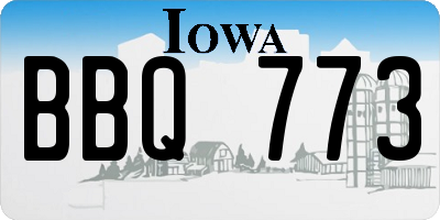 IA license plate BBQ773