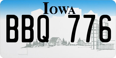 IA license plate BBQ776