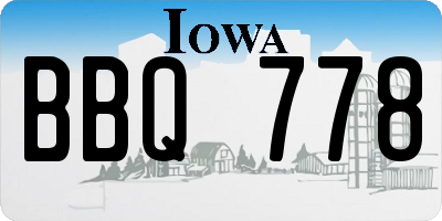 IA license plate BBQ778