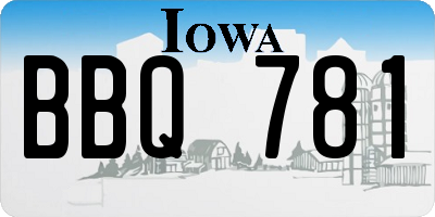 IA license plate BBQ781