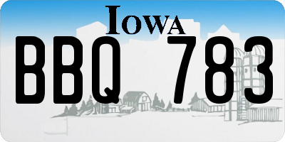 IA license plate BBQ783