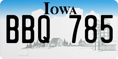 IA license plate BBQ785