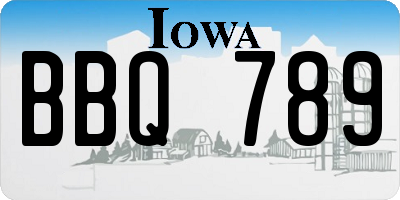 IA license plate BBQ789