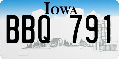 IA license plate BBQ791