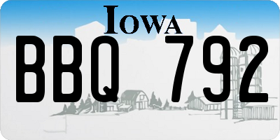 IA license plate BBQ792