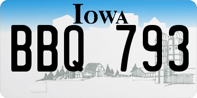 IA license plate BBQ793