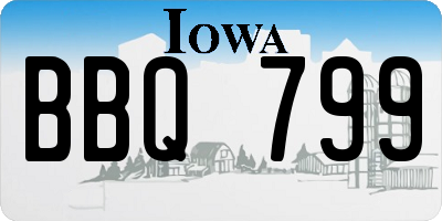 IA license plate BBQ799