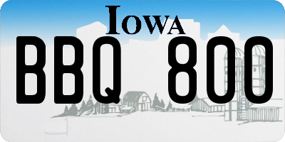 IA license plate BBQ800