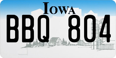 IA license plate BBQ804
