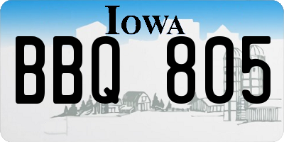IA license plate BBQ805