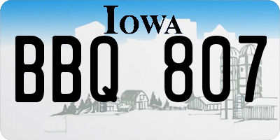 IA license plate BBQ807
