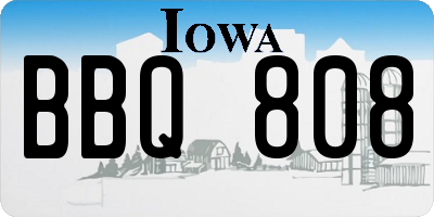 IA license plate BBQ808