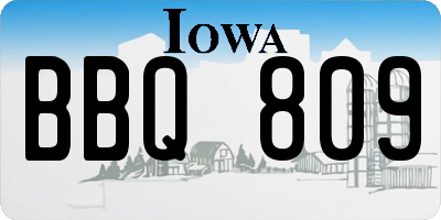 IA license plate BBQ809