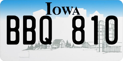IA license plate BBQ810