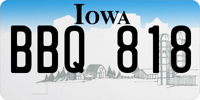 IA license plate BBQ818