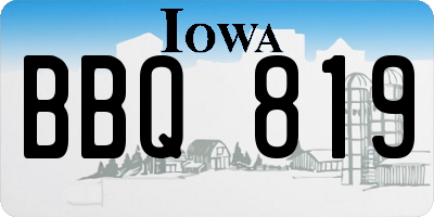 IA license plate BBQ819