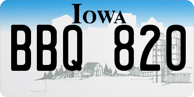 IA license plate BBQ820