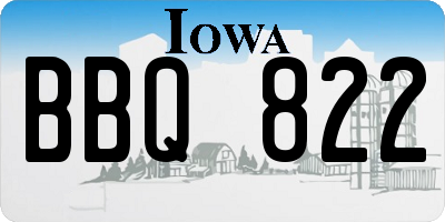 IA license plate BBQ822