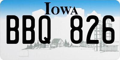 IA license plate BBQ826