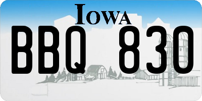 IA license plate BBQ830