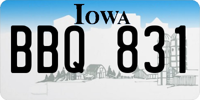 IA license plate BBQ831