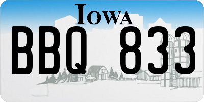 IA license plate BBQ833