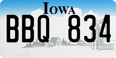 IA license plate BBQ834