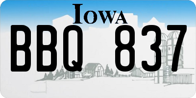 IA license plate BBQ837