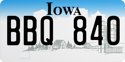 IA license plate BBQ840