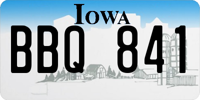 IA license plate BBQ841