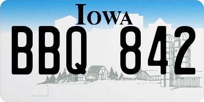 IA license plate BBQ842