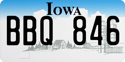 IA license plate BBQ846