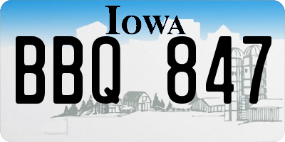 IA license plate BBQ847