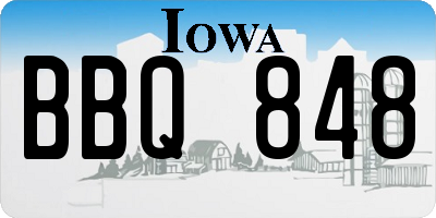 IA license plate BBQ848