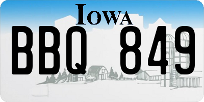 IA license plate BBQ849
