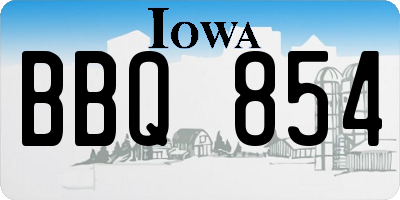 IA license plate BBQ854