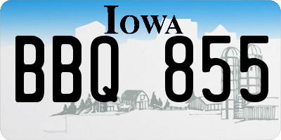 IA license plate BBQ855
