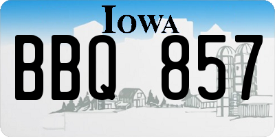 IA license plate BBQ857
