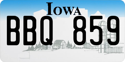 IA license plate BBQ859