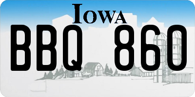 IA license plate BBQ860