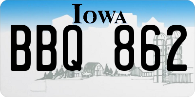 IA license plate BBQ862