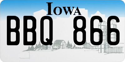 IA license plate BBQ866