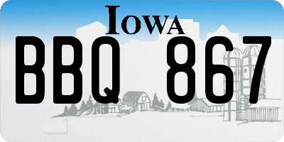 IA license plate BBQ867